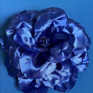 Elegant Blue Satin Flower Brooch